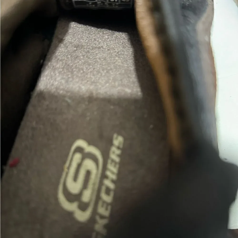 SKECHERS Men 13 Shoes Brown Suede Leather Slip On Sport Moc Lightweight Hike